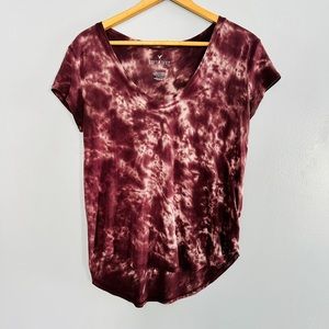 American Eagle Soft and Sexy Maroon Tie Dye Tee